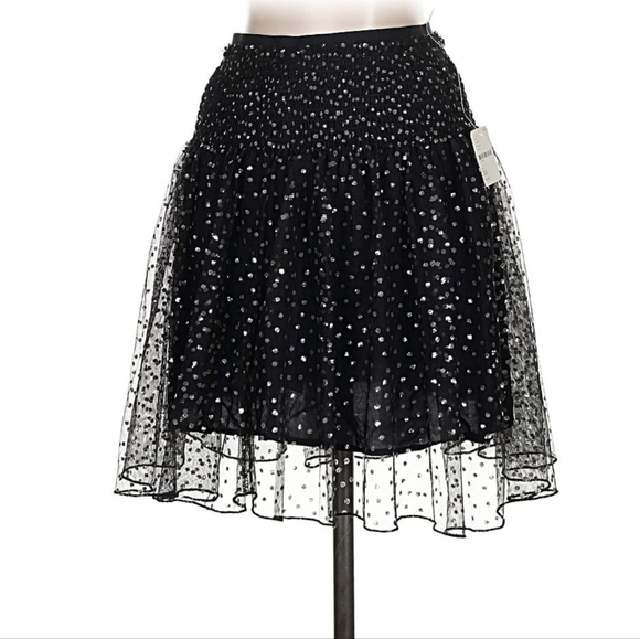 Free People Dresses & Skirts - Free People Mini Tulle Layered Tutu Glitter Sparkle Skirt Black Silver Sz XS